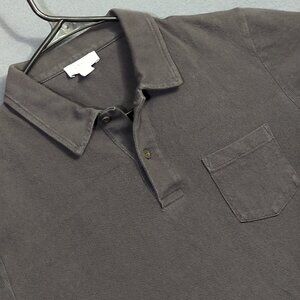Sunspel Riviera Polo Shirt Men's M Gray Cotton Mesh Short Sleeve James Bond
